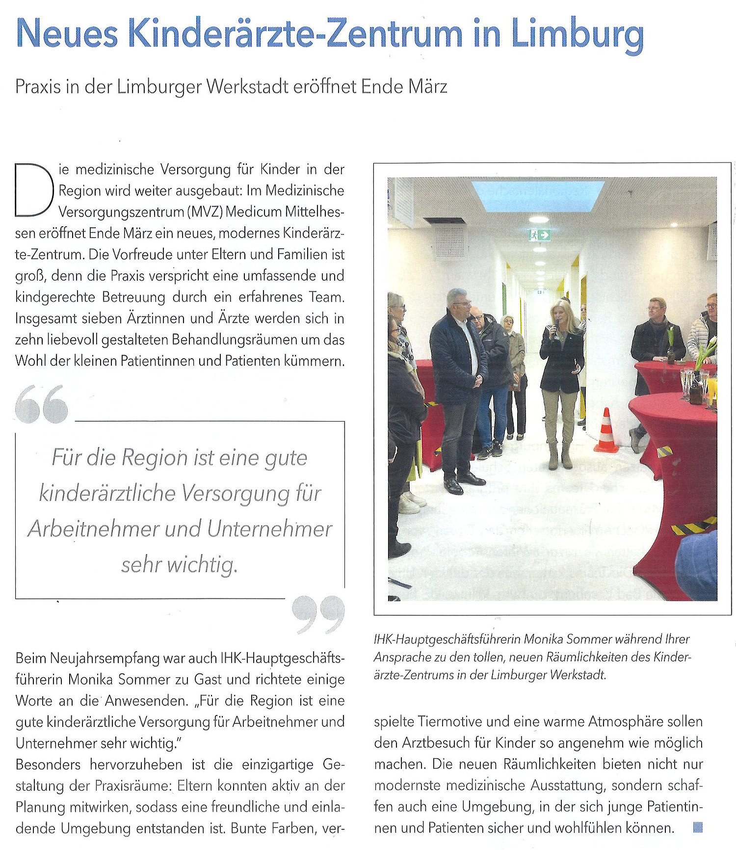 Bild von Artikel: "Neues Kinderärzte-Zentrum in Limburg - Praxis in der Limburger WERKStadt eröffnet Ende März" - Artikel in: Wirtschaft Region Limburg-Weilburg (Das Magazin der Industrie- und Handelskammer Limburg), Ausgabe 02-03 2025